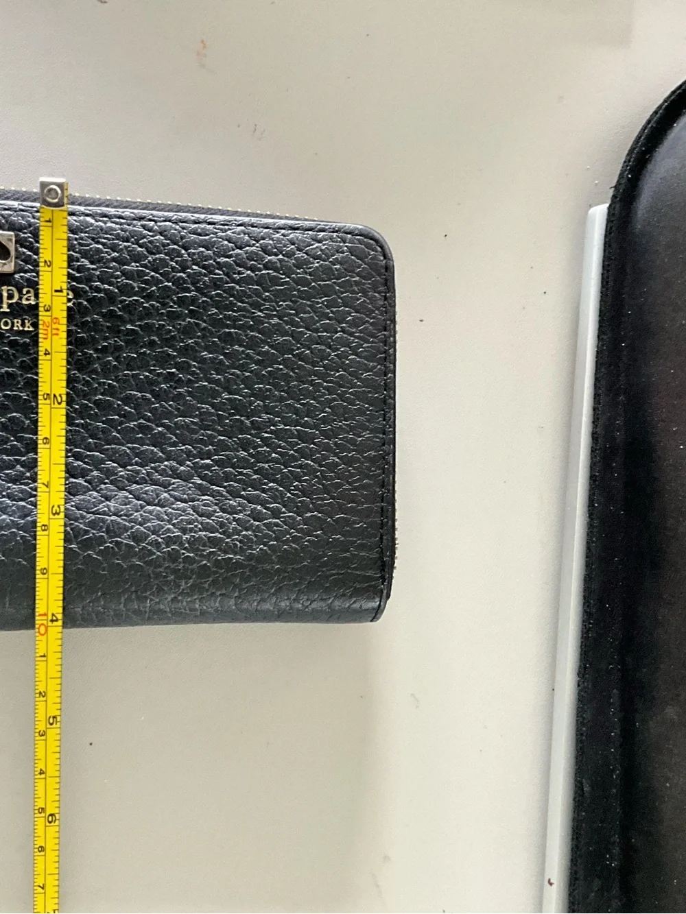 kate spade Black Leather Zip-Around Card Wallet with Gold Hardware